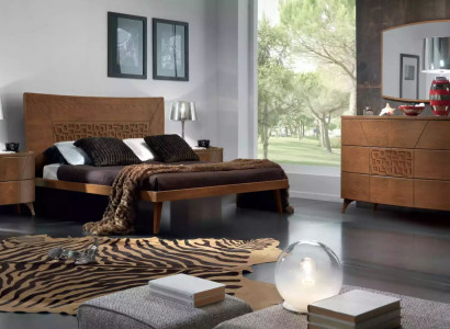 Schlafzimmer Set Bett 2x Nachttische Kommode Design Luxus neu 5tlg.